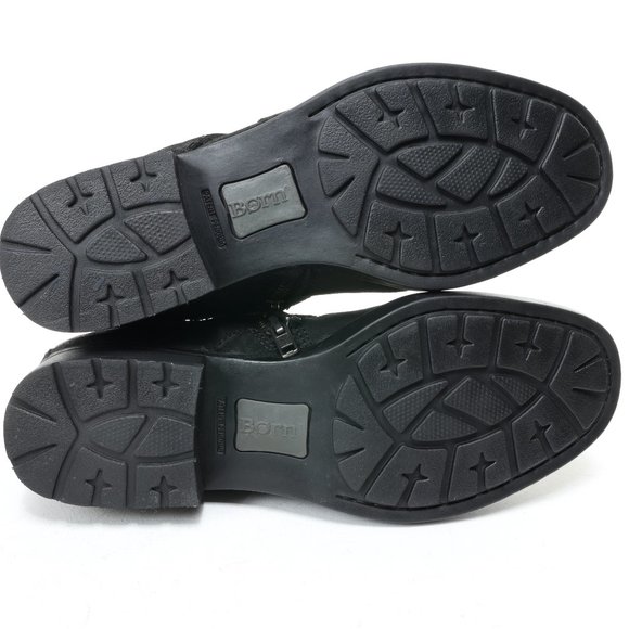 Born Trinculo Buckle Cross-strap Heeled Boots Leather Ankle Bootie Sz W7 Black - Picture 11 of 16